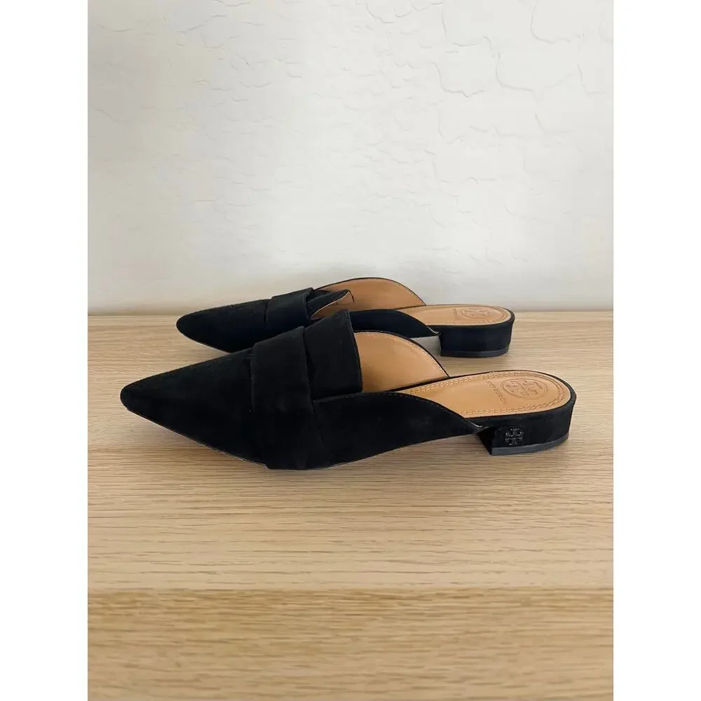 Tory Burch Rosalind Lancaster Suede Pointed Toe Mule Black Size 7